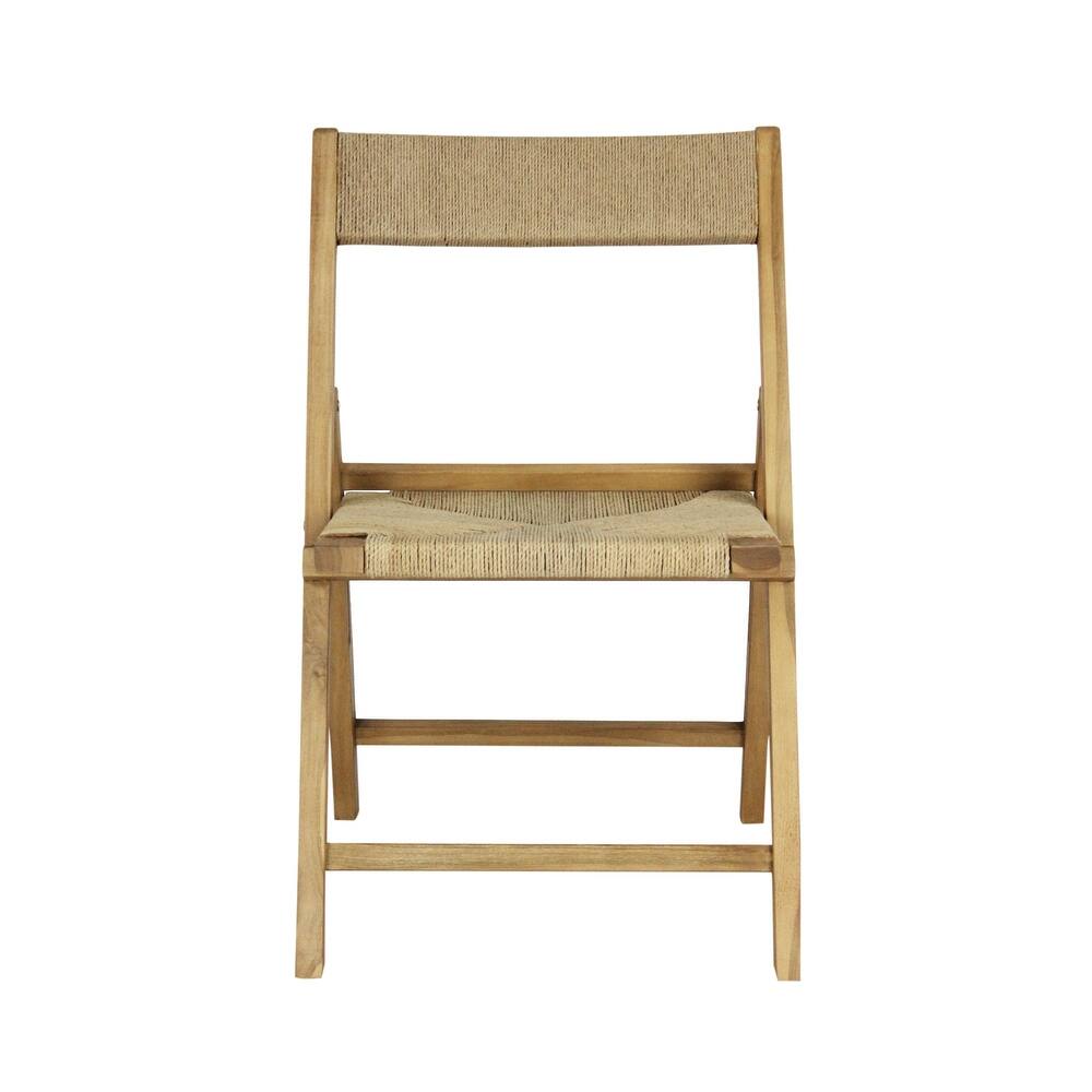 JONATHAN Y Mallorca Coastal Modern Wood Woven Seagrass Folding Chair, Natural (Set of 2)
