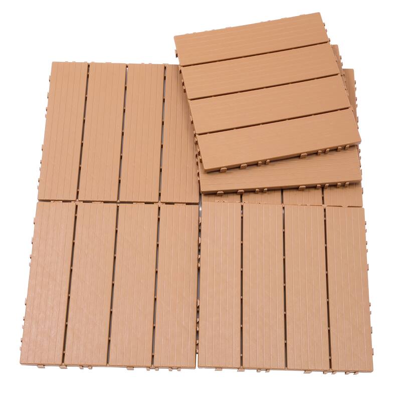 Plastic Interlocking Deck Tiles, 12.00"x12.00"(Pack of 44), Patio Flooring Outdoor Waterproof All Weather Use for Garden