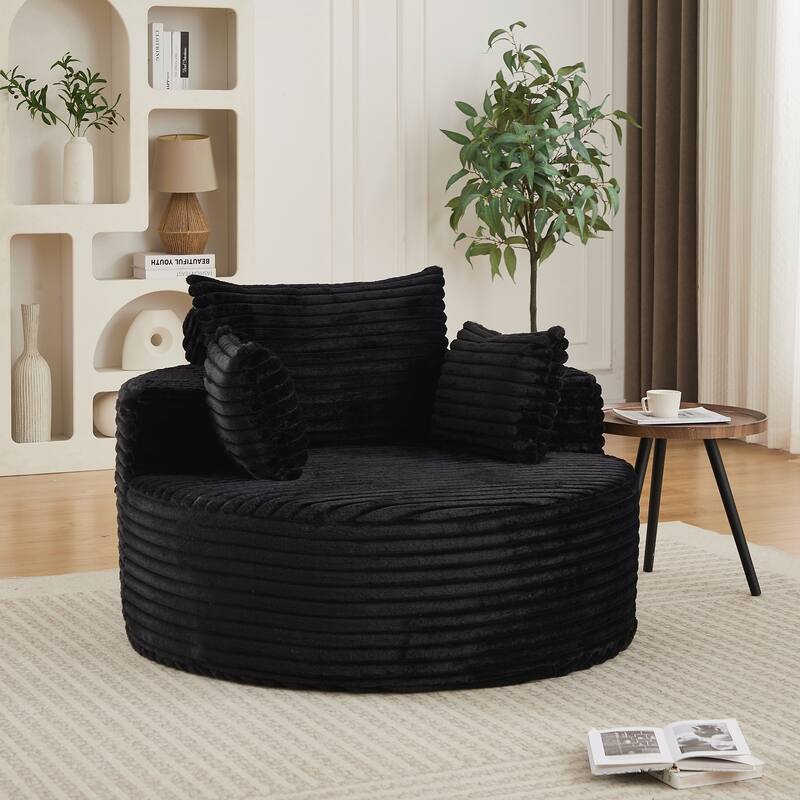 Corduroy Sponge single sofa,No Assembly Required,Fluffy Modern Sleeper Chair for Living room, Bedroom
