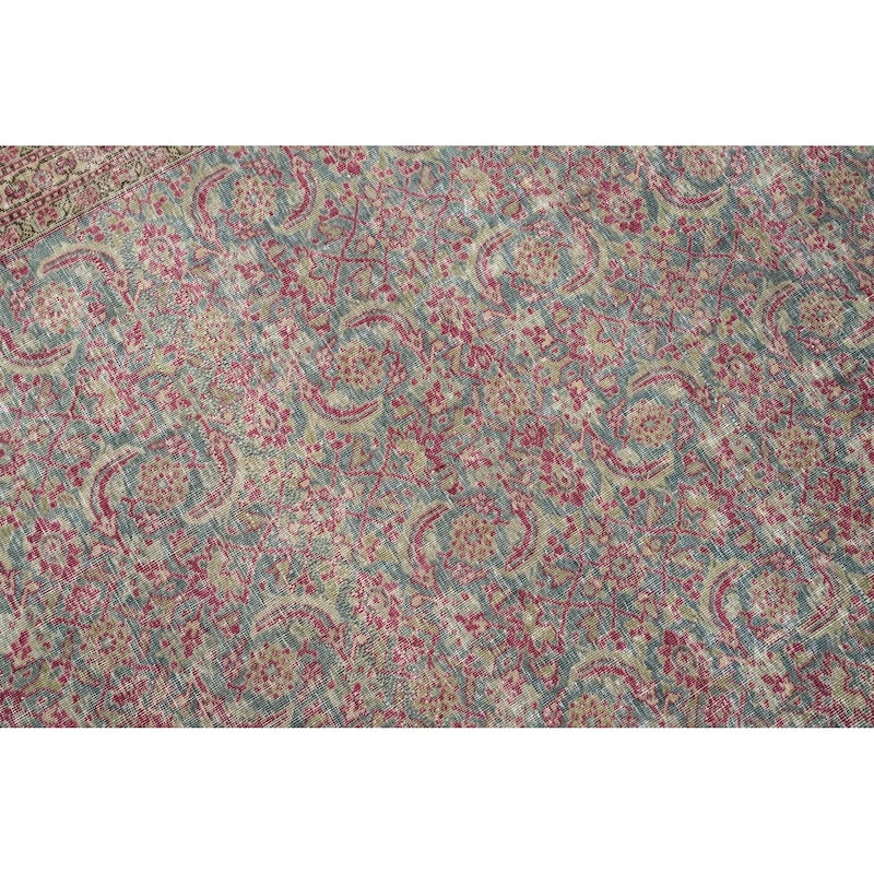 Hand Knotted Oriental 100% Wool Carpet Traditional All-Over Pink Tabriz Area Rug - 11' 11'' X 9' 0''
