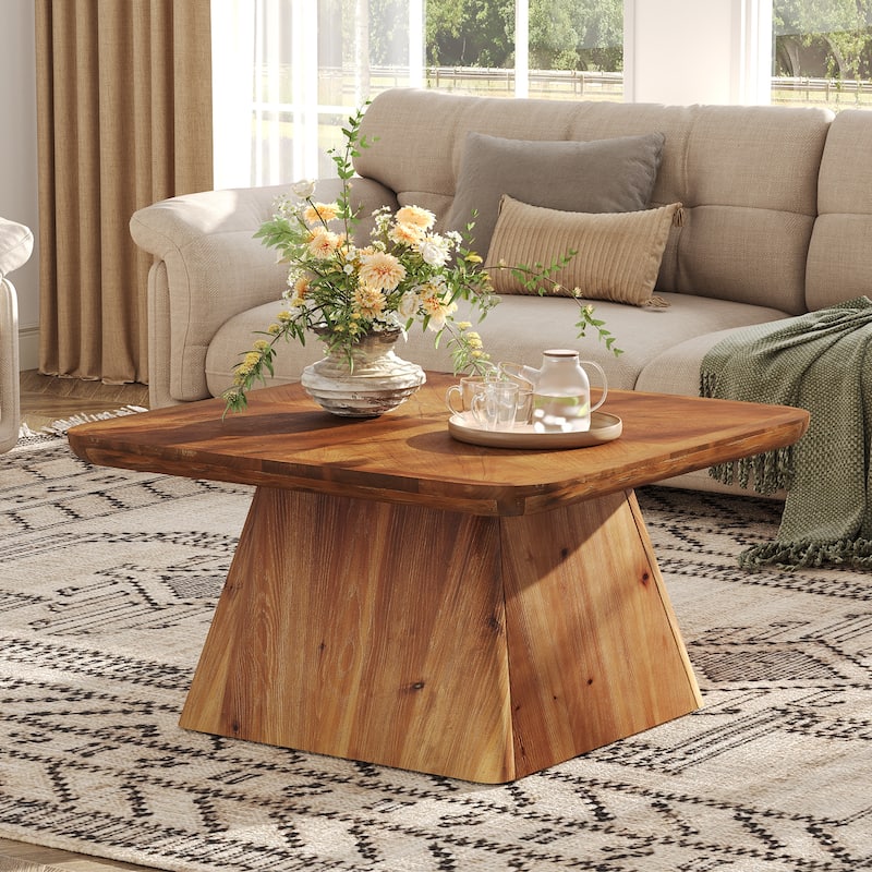 Solid Wood Square Coffee Table, Living Room Center Cocktail Accent Table