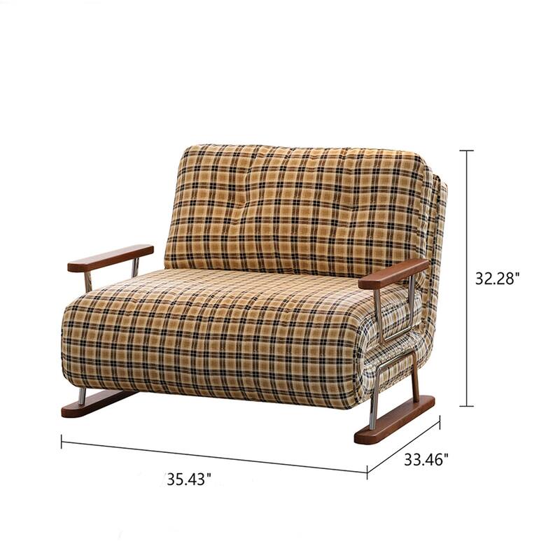 JASIWAY Checkered 4-in-1 Sleeper Sofa Chair Bed for Small Spaces