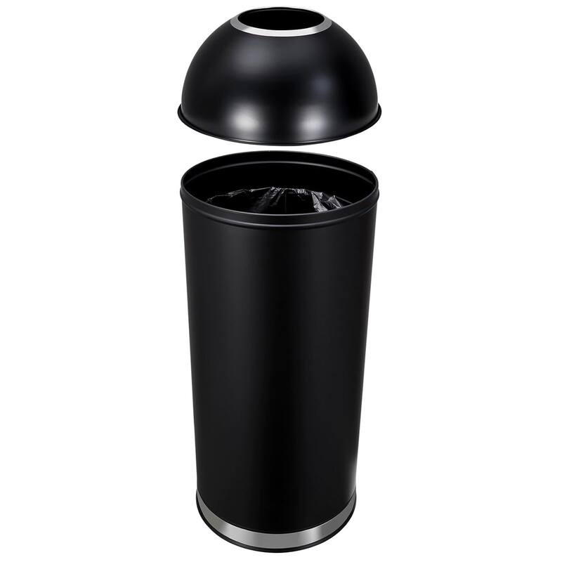65L/17Gal Open Top Stainless Steel Trash Can - Black