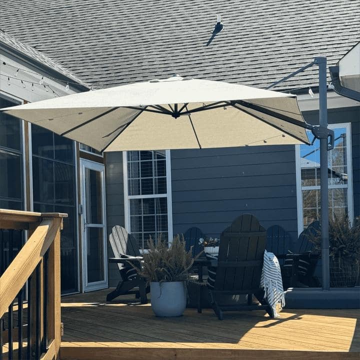 PURPLE LEAF 9 ft Stylish UV50+ Fade Resistant Patio Cantilever Umbrella with 360-degree Rotation