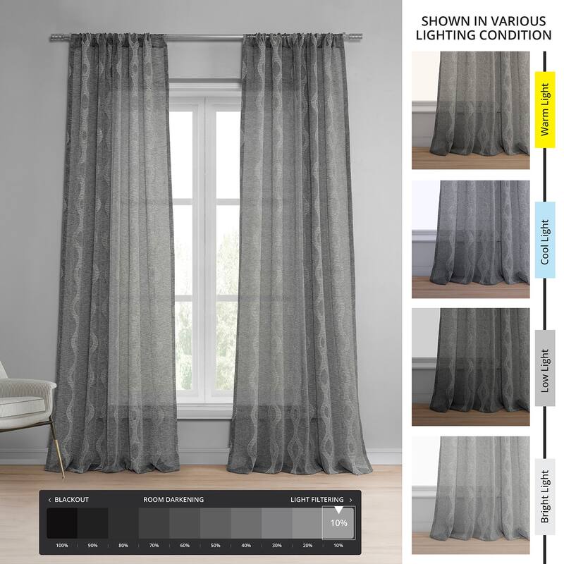 Exclusive Fabrics Vega Patterned Linen Sheer Curtain (1 Panel)
