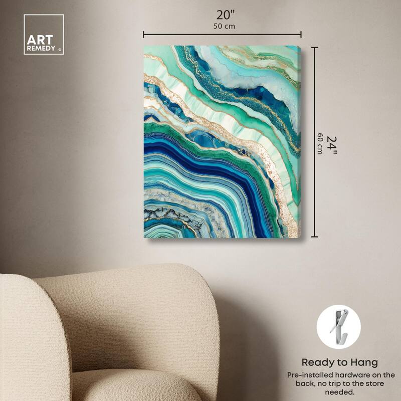 Blue Green Abstract Agate II Canvas by Art Remedy, Gallery Wrapped