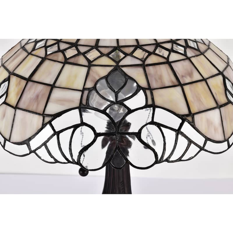 Tiffany-style Pearl White Baroque Table Lamp
