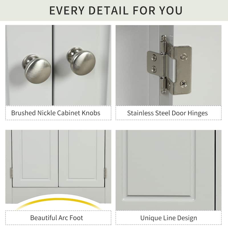 Grey Triangle Bathroom Storage Cabinet with Adjustable Shelves, Corner Cabinet Medicine Cabinet with 2 Doors