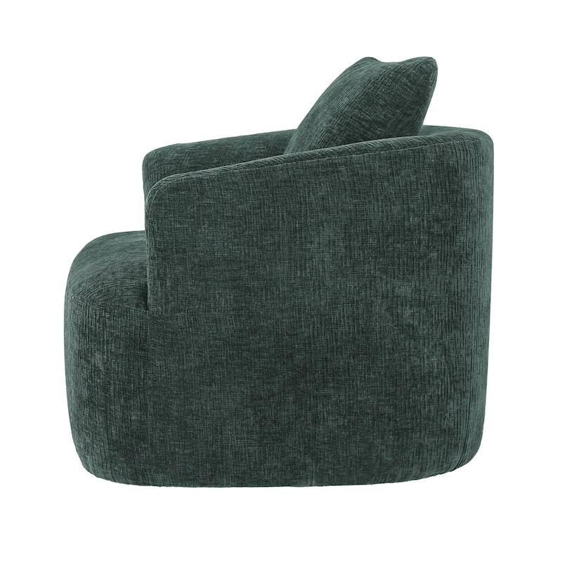 Upholstered Swivel Barrel Chair with Pillow