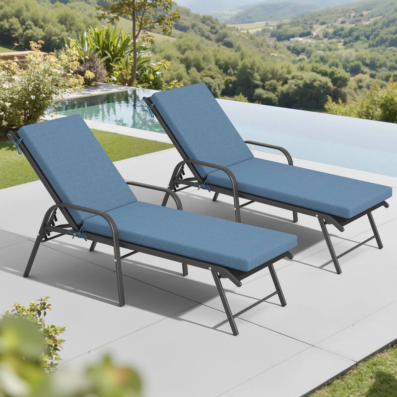 Pellebant Outdoor Adjustable Patio Chaise Lounge Chairs with Cushions