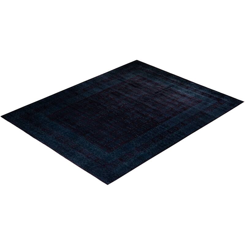 Overton Hand Knotted Wool Vintage Inspired Modern Contemporary Overdyed Black Area Rug - 8' 1" x 10' 3"