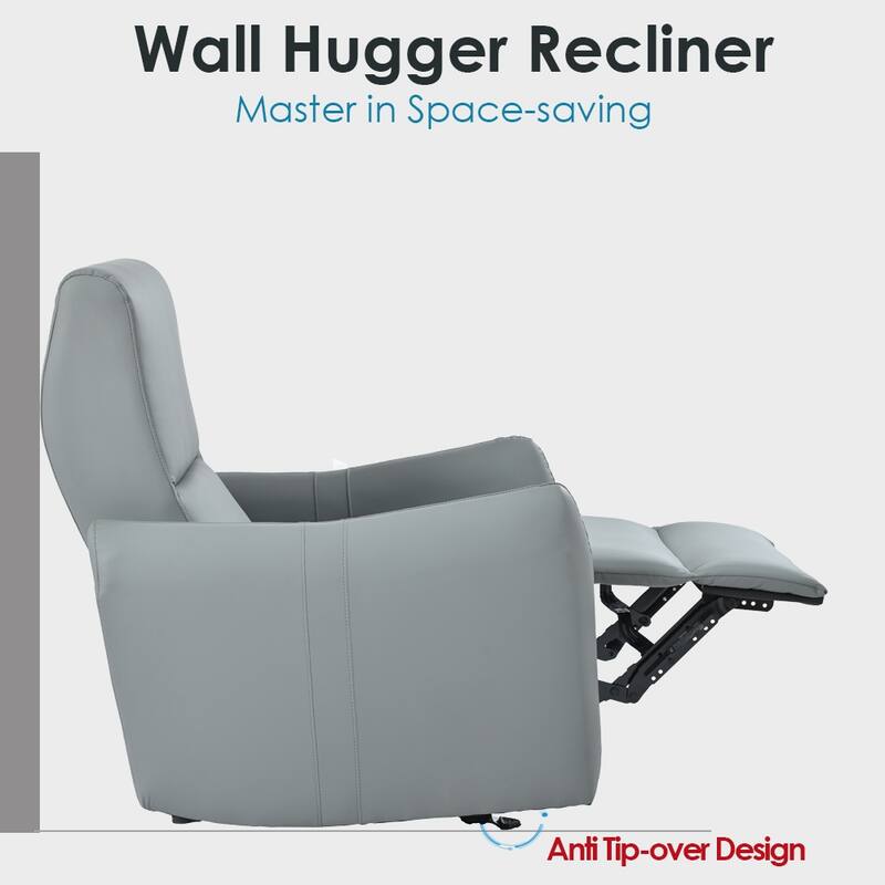 Wall Hugger Power Recliner Chair with USB Port, Electric Reclining Armchair for Small Spaces, PU Leather Sofa for Living Room