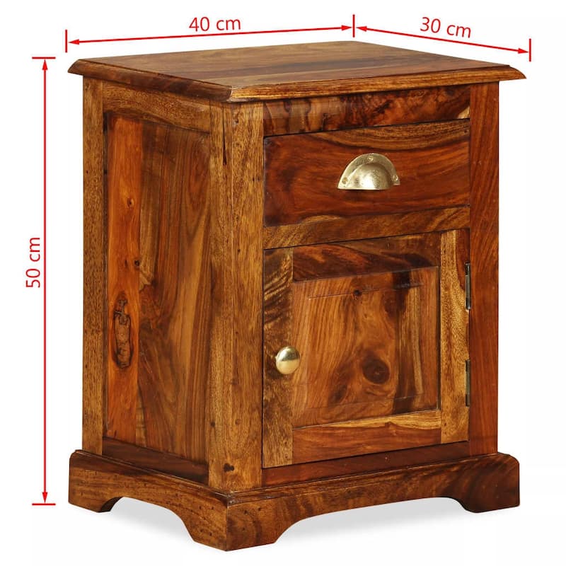 vidaXL Bedside Cabinet 2 pcs 15.8"x11.8"x19.7" Solid Sheesham Wood