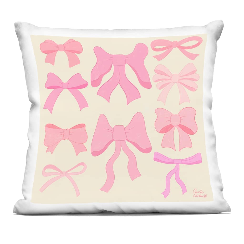 Stupell Trendy Pink Bows Assortment Decorative Printed Throw Pillow Design by Carrie Cantwell