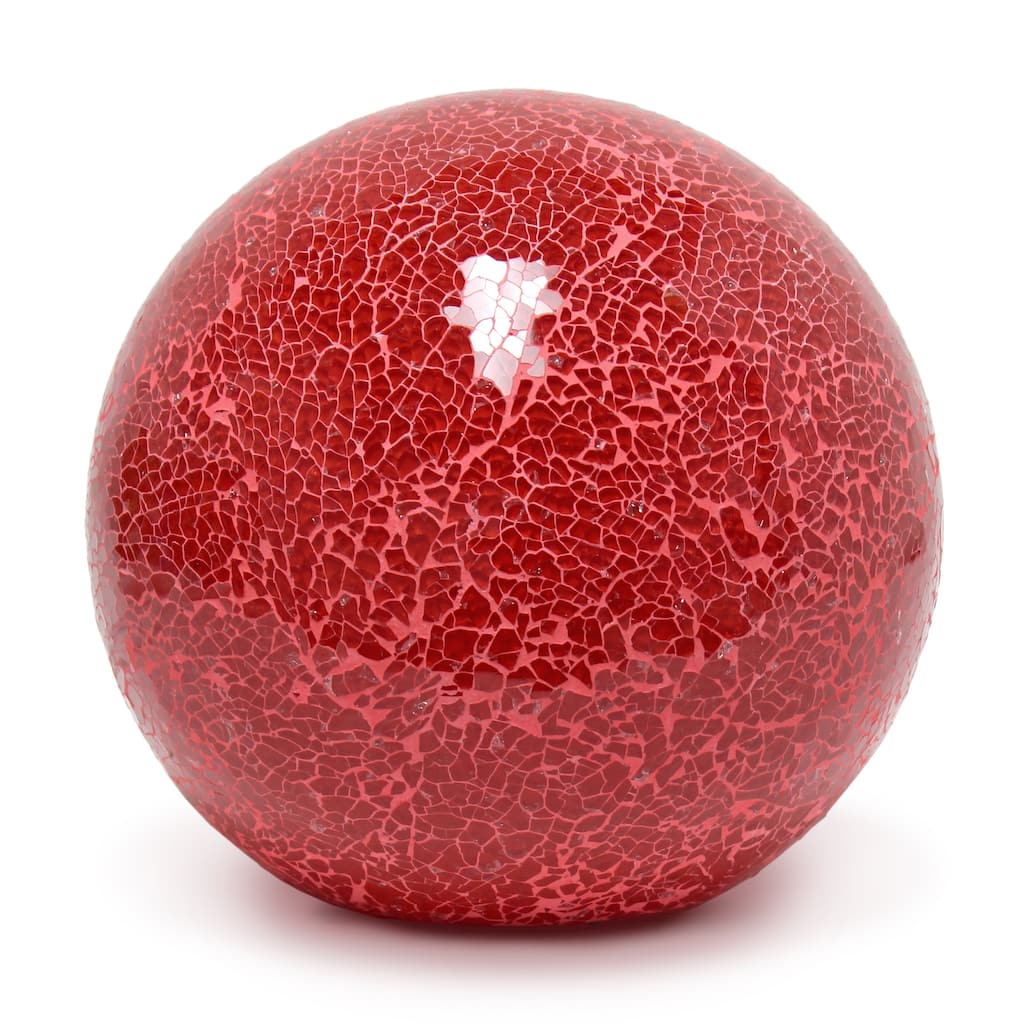 Cracked Patchwork Handcrafted Ceramic Dome Table Lamp - 8" - Red