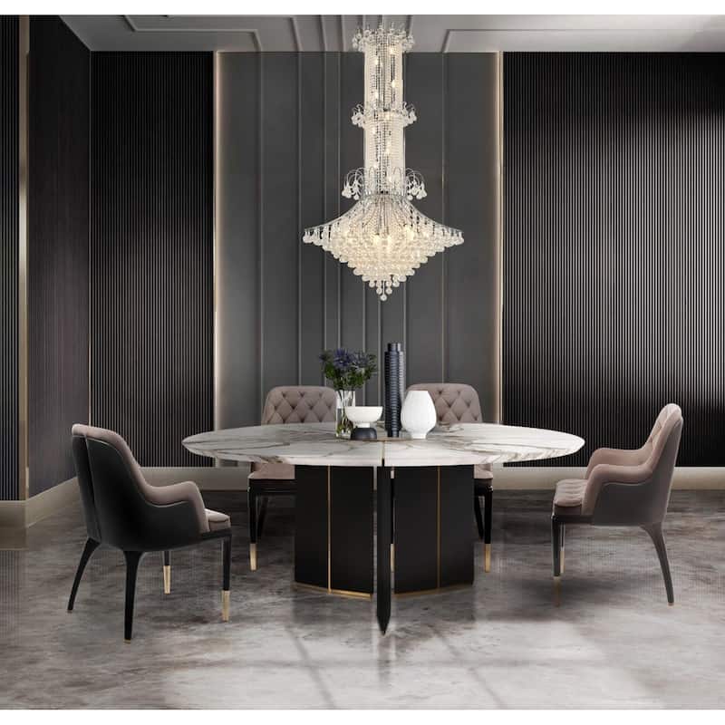 20-Light Chrome Chandelier With Clear Hanging Crystals
