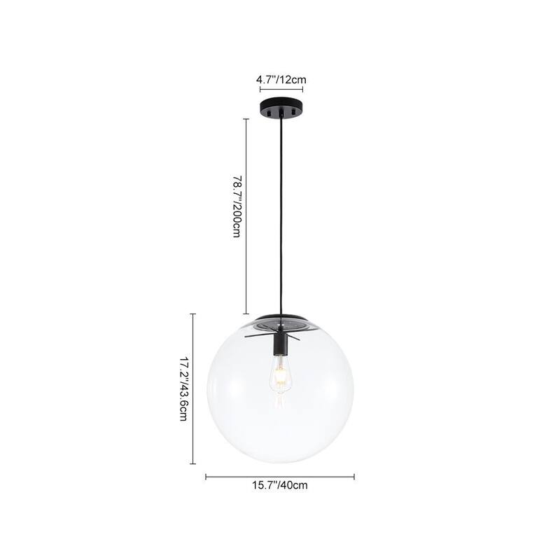Minimalism Single-Light Clear Glass Globe Pendant - 15.7 in