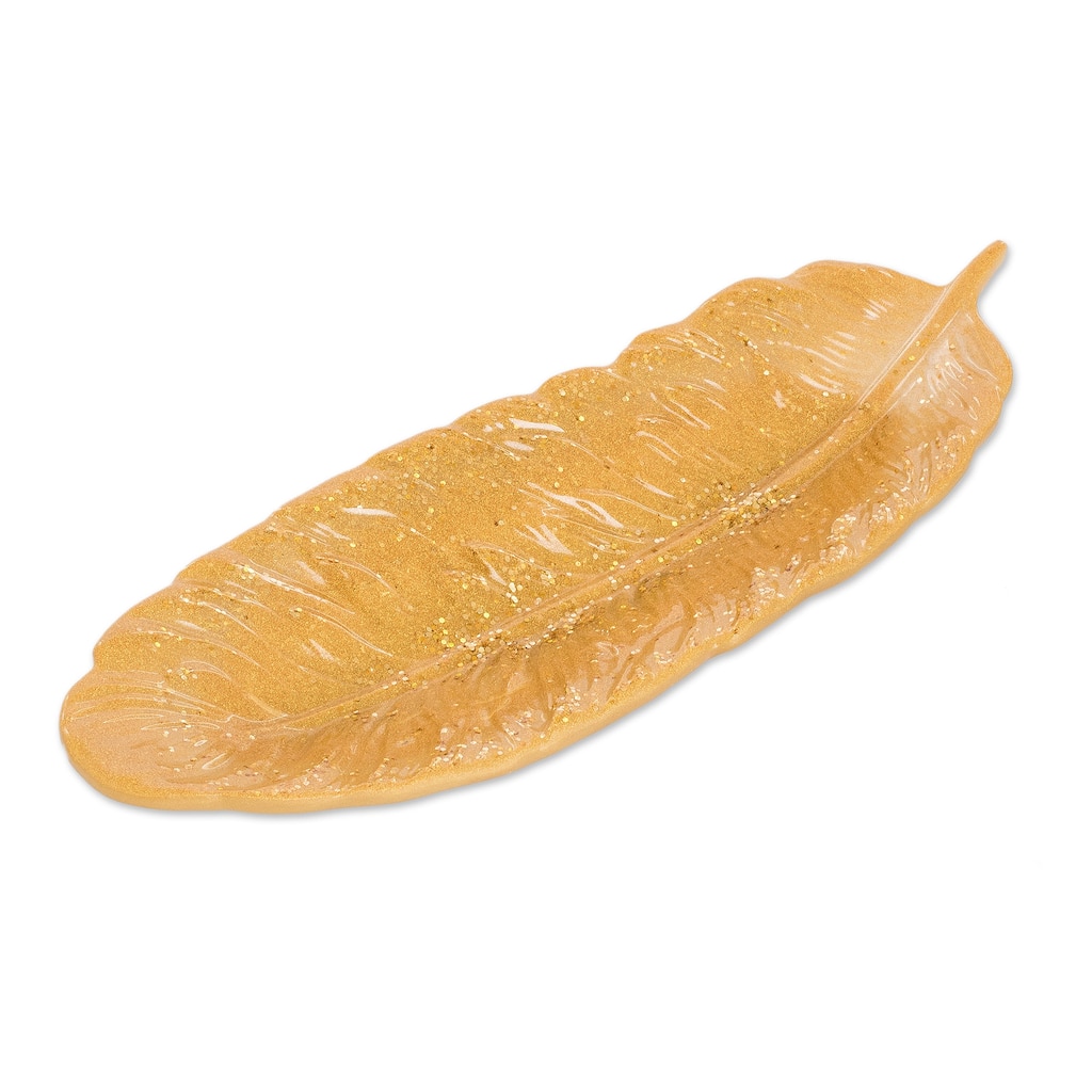 Novica Handmade Feather Of Prosperity Resin Catchall