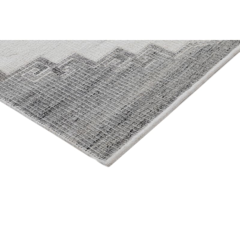 Terra by Obeetee Leah Karabagh Gray Rug - Cream/Onyx - 2'6" x 8'