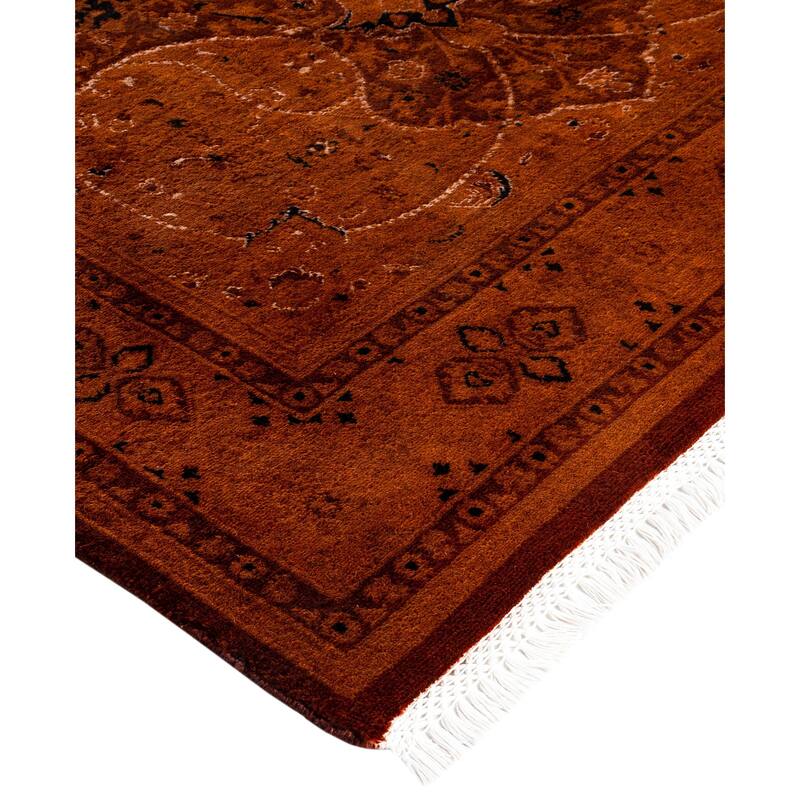Overdyed One-of-a-Kind Hand-Knotted Area Rug - Orange - 4' 8" x 7' 5"