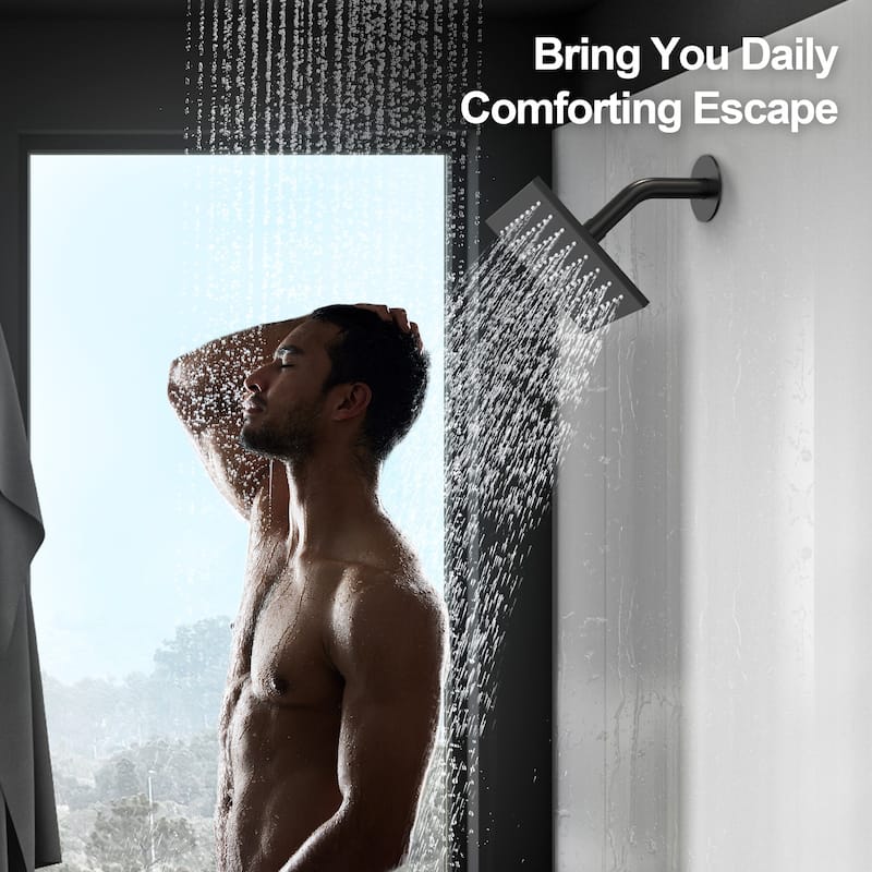 GRANDJOY 3-Function Thermostatic Shower System 12'' Rainfall Shower Head with Anti-Scald Valve