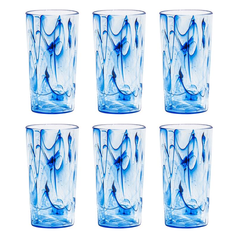 Abode Homewares Aegean Swirl Jumbo, Blue, 23 oz. Set of 6