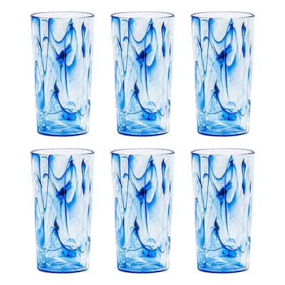 Abode Homewares Aegean Swirl Jumbo, Blue, 23 oz. Set of 6