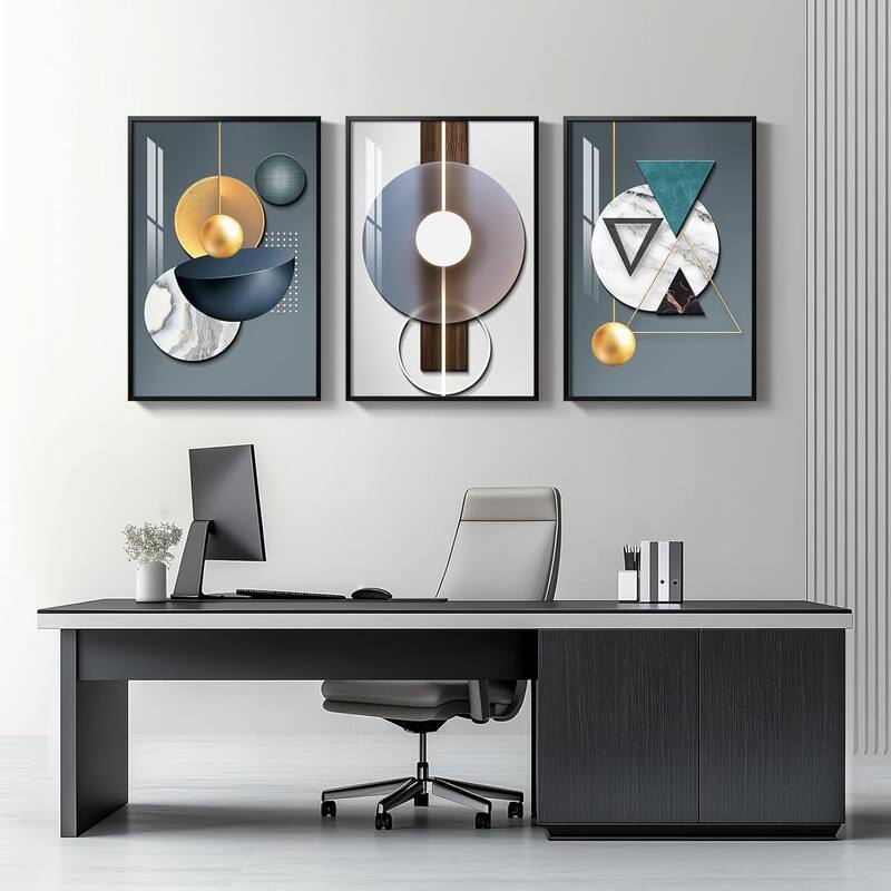 3 Piece Modern Luxury Bright Style Blue Green Paintings Wall Decor