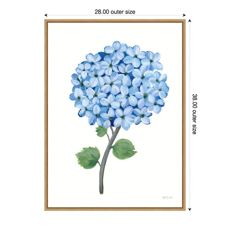 Nantucket Blue Hydrangea No. 1 by Yvette St. Amant Framed Canvas Wall Art Print - 28 x 38 in