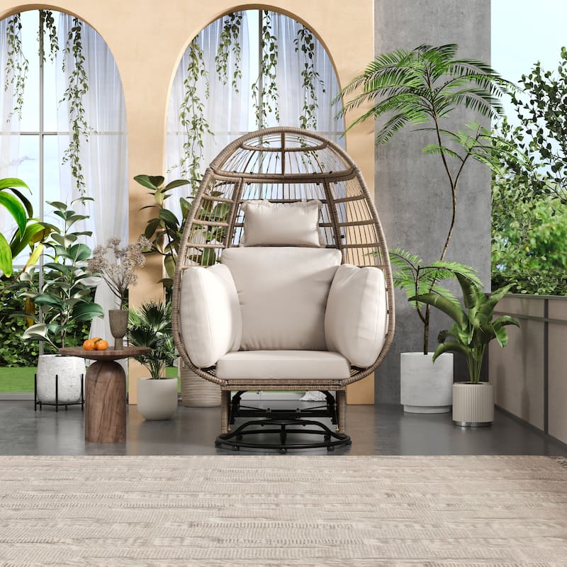 Outdoor Swivel Chair with Cushions