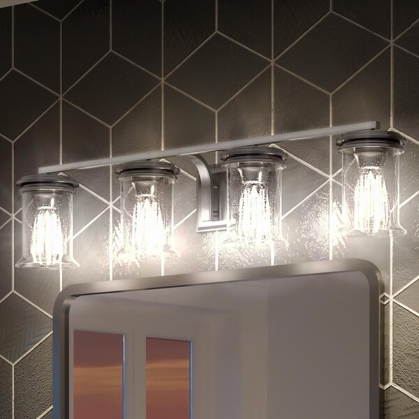 Luxury French Country Bath Vanity Light, 7.25"H x 33.25"W, with English Country Style, Brushed Nickel, UHP3770 by Urban Ambiance. Opens flyout.