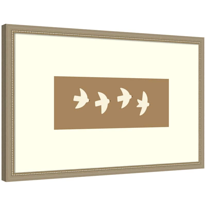 Kate and Laurel Minimalist Birds Panel 2 Brown by Laura Moss Framed Wall Art Print