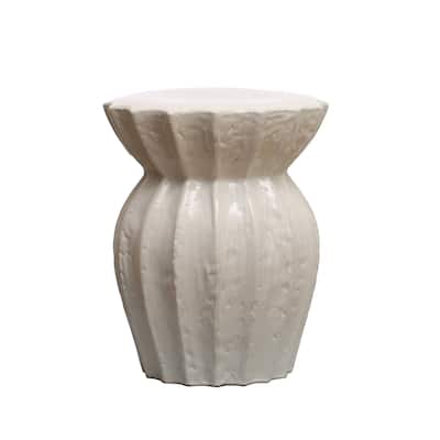 Elegant Sculpted Stoneware Stool - 15.3"L x 15.3"W x 19.8"H