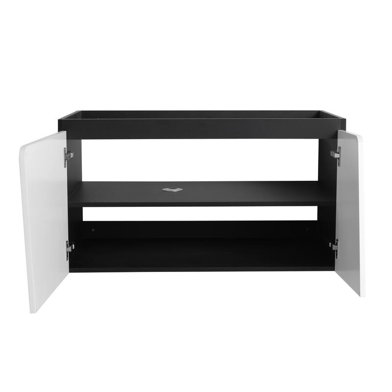 32" Wall-Mounted Bathroom Vanity with Soft-Close Doors,Floating Design,Eco-Friendly Plywood Cabinet(Vanity Without Basin)