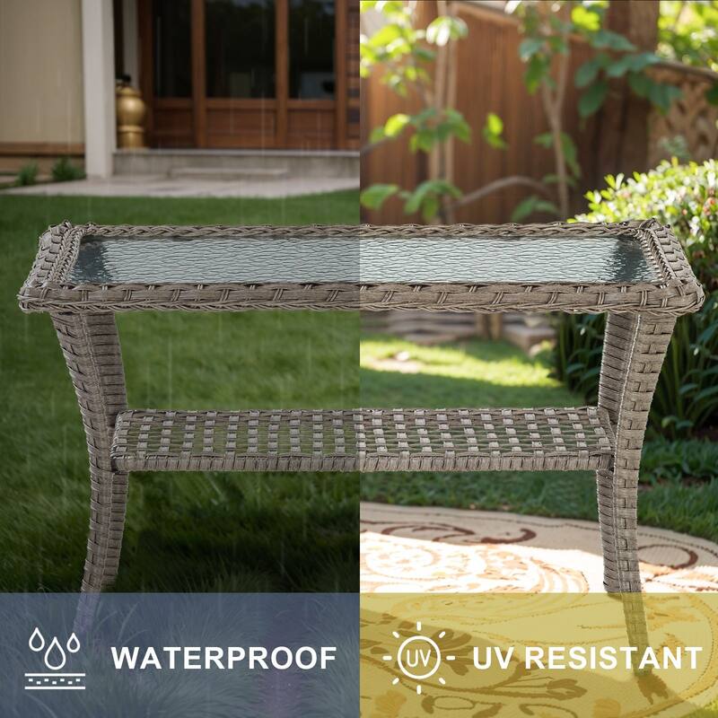 Gymojoy Outdoor Wicker Patio Furniture Loveseat Glider & Chair Set Weather-Resistant