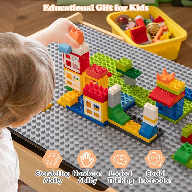 Costway All-in-One Kids Activity Table with Reversible Blackboard & - See Details