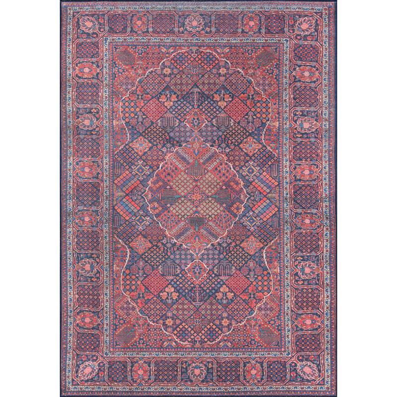 Momeni Afshar Polyester Traditional Medallion Area Rug - 7'6" x 9'6" - Blue