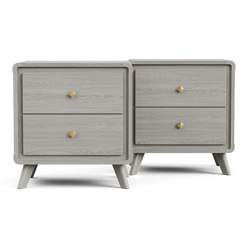 Furniture of America Thaila Modern Grey Wood 2-Drawer Nightstand (Set of 2)