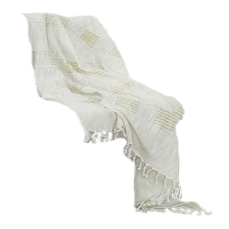 HomeRoots Natural Woven Cotton Throw Blanket
