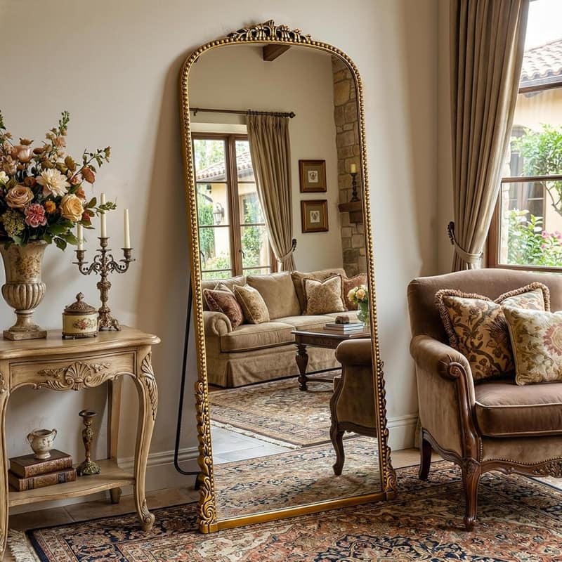 Vintage Full Length Dressing Mirror Floor Mirror Wall Mounted