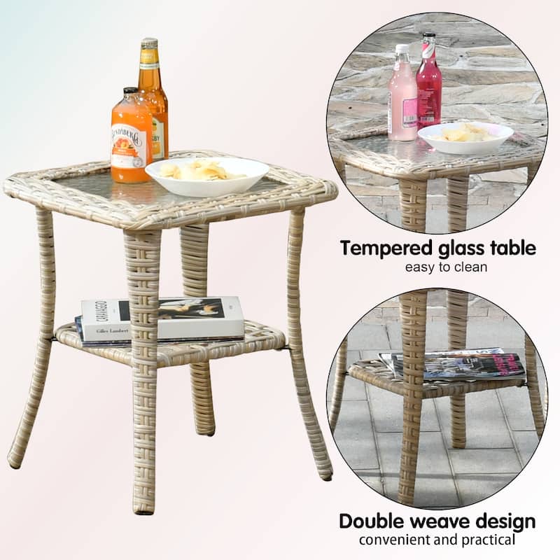 OVIOS 3-piece Pet-Friendly Patio Furniture Swivel Chairs Wicker Set