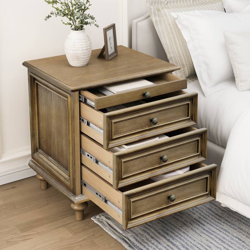 Nightstands with Drawers & Hidden Pull-Out Shelf & Metal Handle
