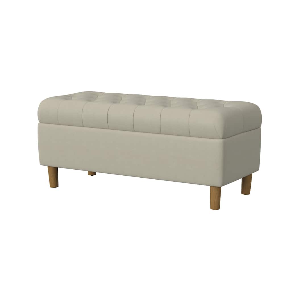 Sol Storage Bench Ottoman, Tan Beige Velvet, Brown, 40 Inch