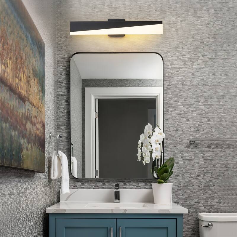 24" Modern Dimmable Acrylic Matte Black LED Vanity Light - W23.8"