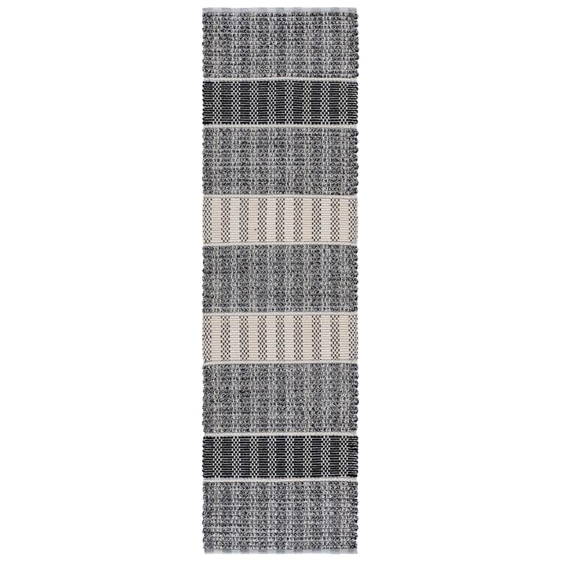 SAFAVIEH Handmade Braided Ladan Cotton Rug - 2'3" x 8' Runner - Grey/Black