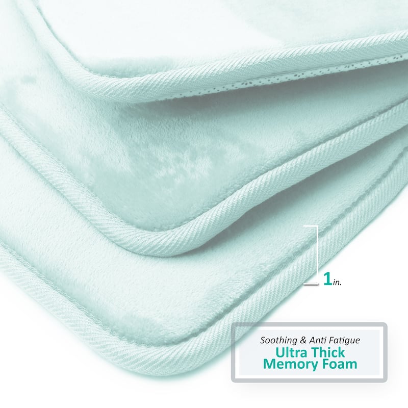 Clara Clark Ultra Soft Plush Bathroom Rug - Non-Slip, Velvet, Memory Foam Bath Mat - Set of 2