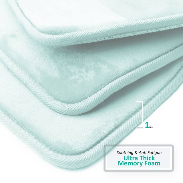 Clara Clark Ultra Soft Plush Bathroom Rug - Non-Slip, Velvet, Memory Foam Bath Mat - Set of 2