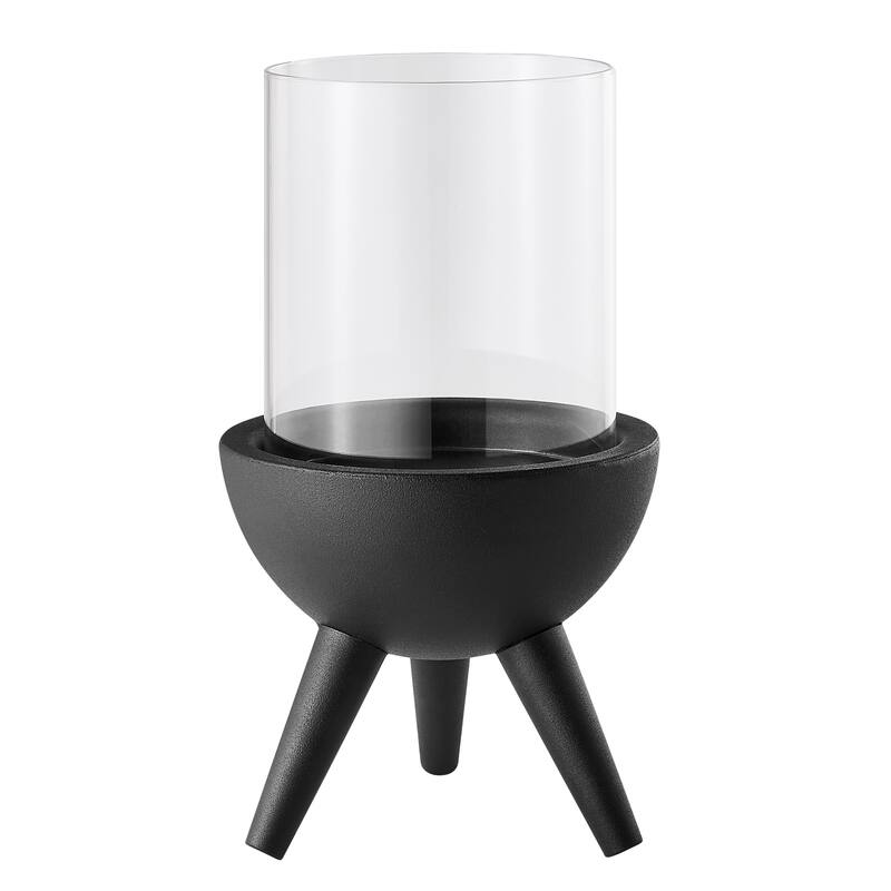 Danya B. Molta Modern Black Metal Bold Pedestal and Glass Candle Holder