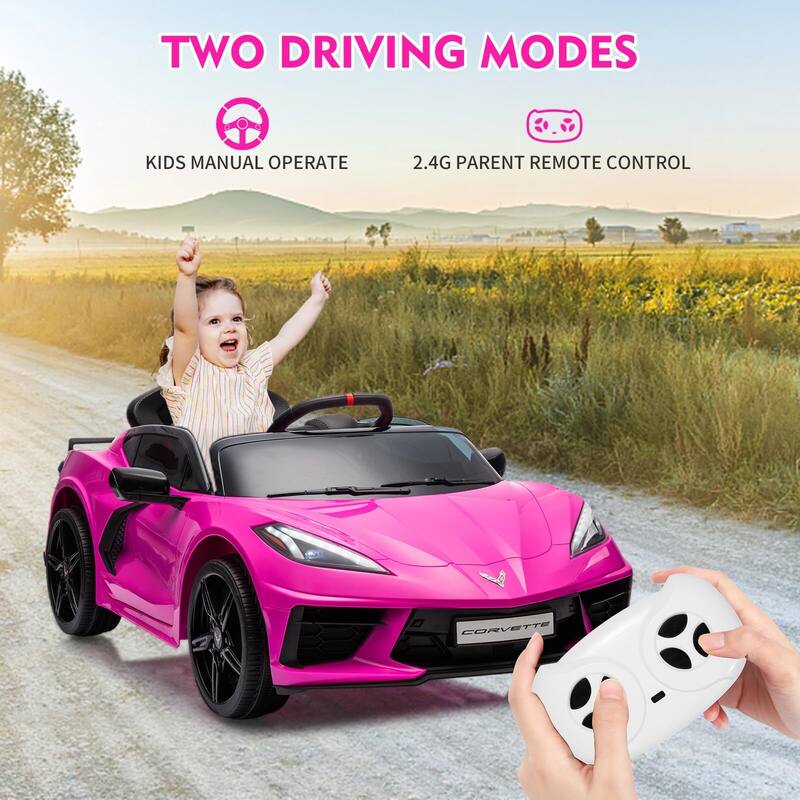 12V Kids Ride on Car Licensed Corvette Battery Powered Car Toddles Electric Sports Car Toy with Remote Control