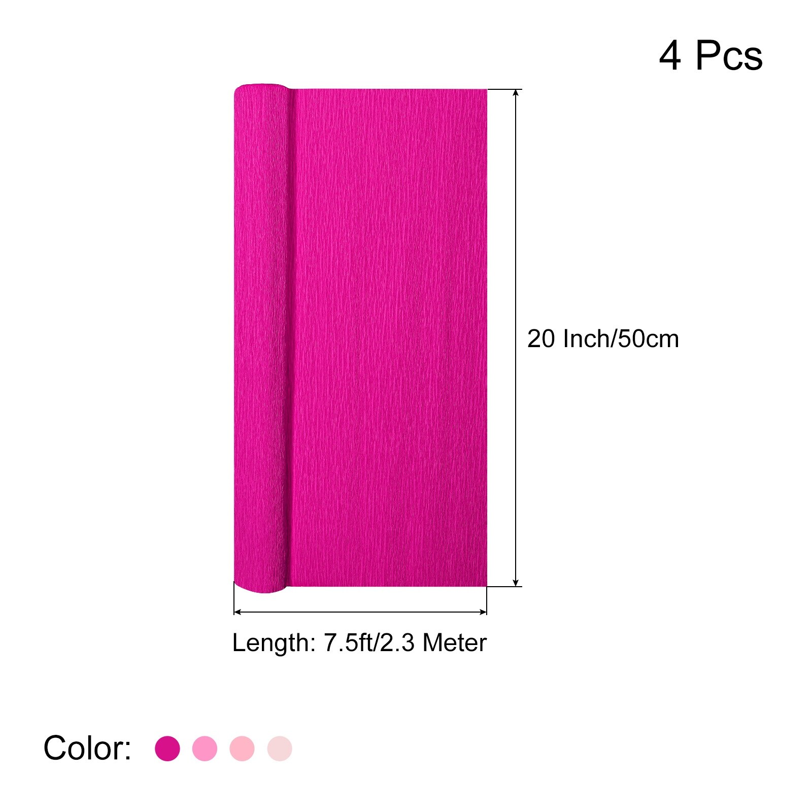 Crepe Paper Roll Crepe Paper Decoration 7.5ft Long 20 Inch Wide, Dark Pink